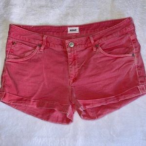 Hudson coral colored sprinkles/summer jean shorts